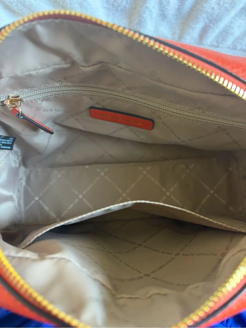 Michael Kors Orange Pebbled Leather Satchel with Gold Hardware